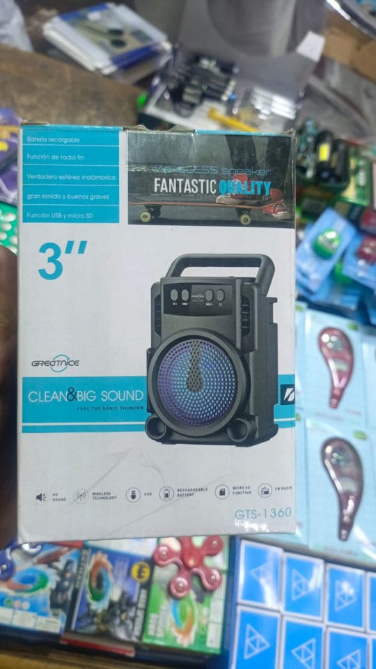 Gts-1360 Wireless Speaker Bluetooth Rechargeable Speaker Portable Wireless Mini 3 Inch Mini Bt Speaker